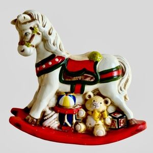 Enesco vintage hand-painted rocking horse coin bank / kids - toy - collectible